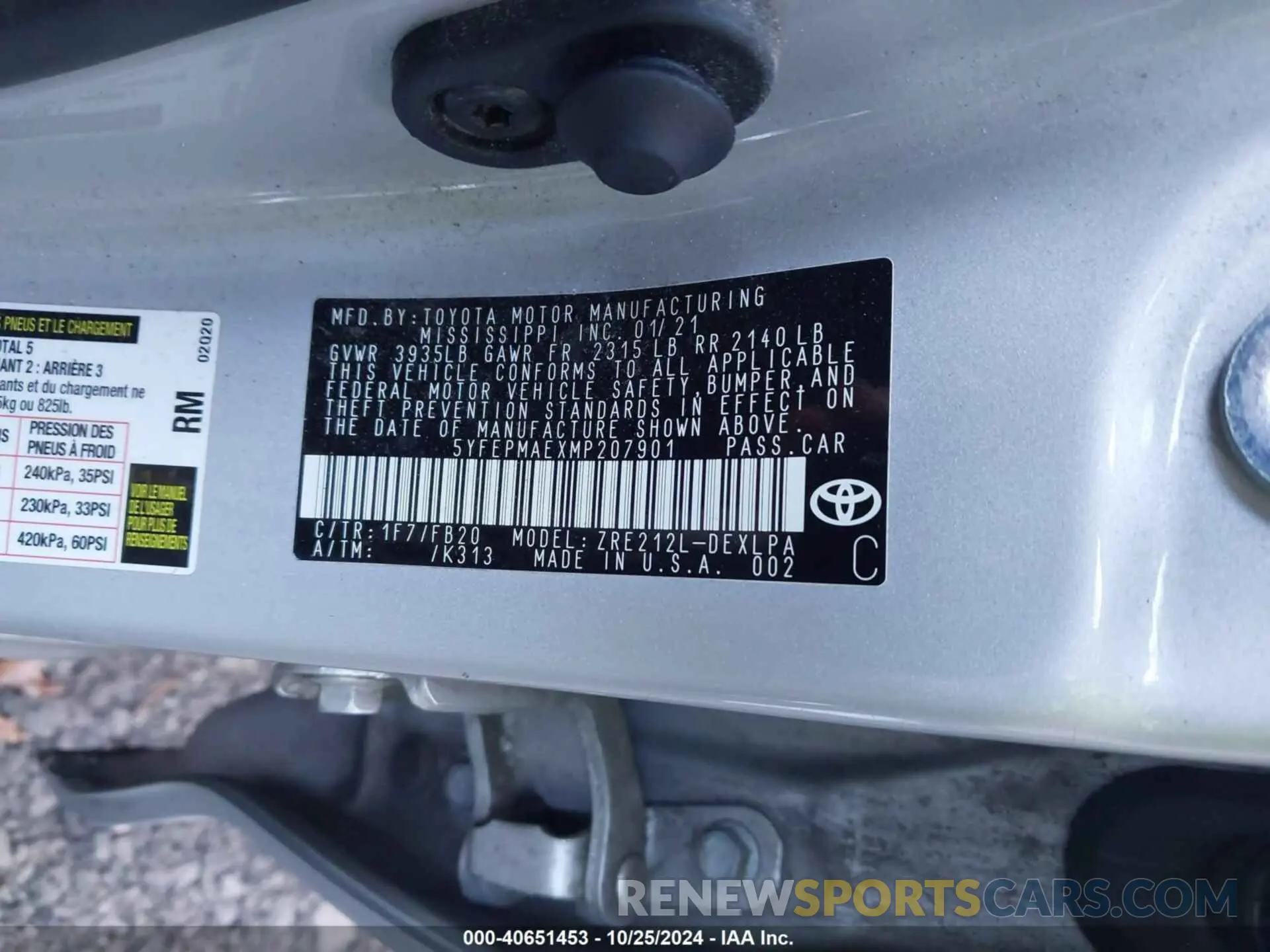 9 fotografías del automóvil dañado 5YFEPMAEXMP207901 TOYOTA COROLLA 2021