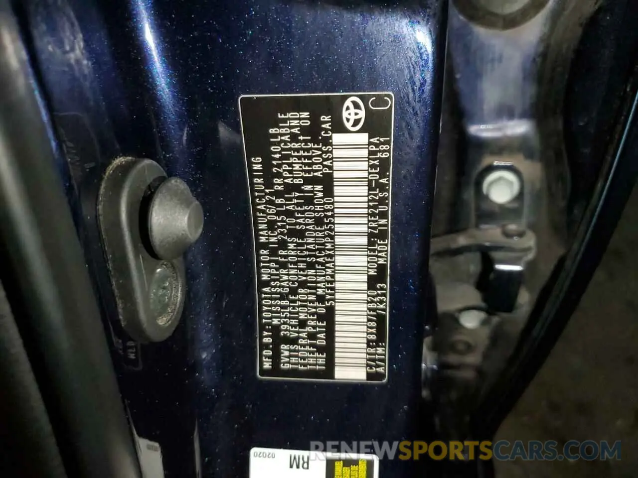 12 fotografías del automóvil dañado 5YFEPMAEXMP255480 TOYOTA COROLLA 2021
