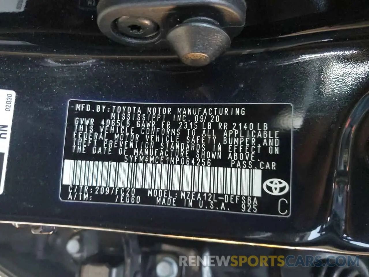 12 fotografías del automóvil dañado 5YFM4MCE1MP064256 TOYOTA COROLLA 2021