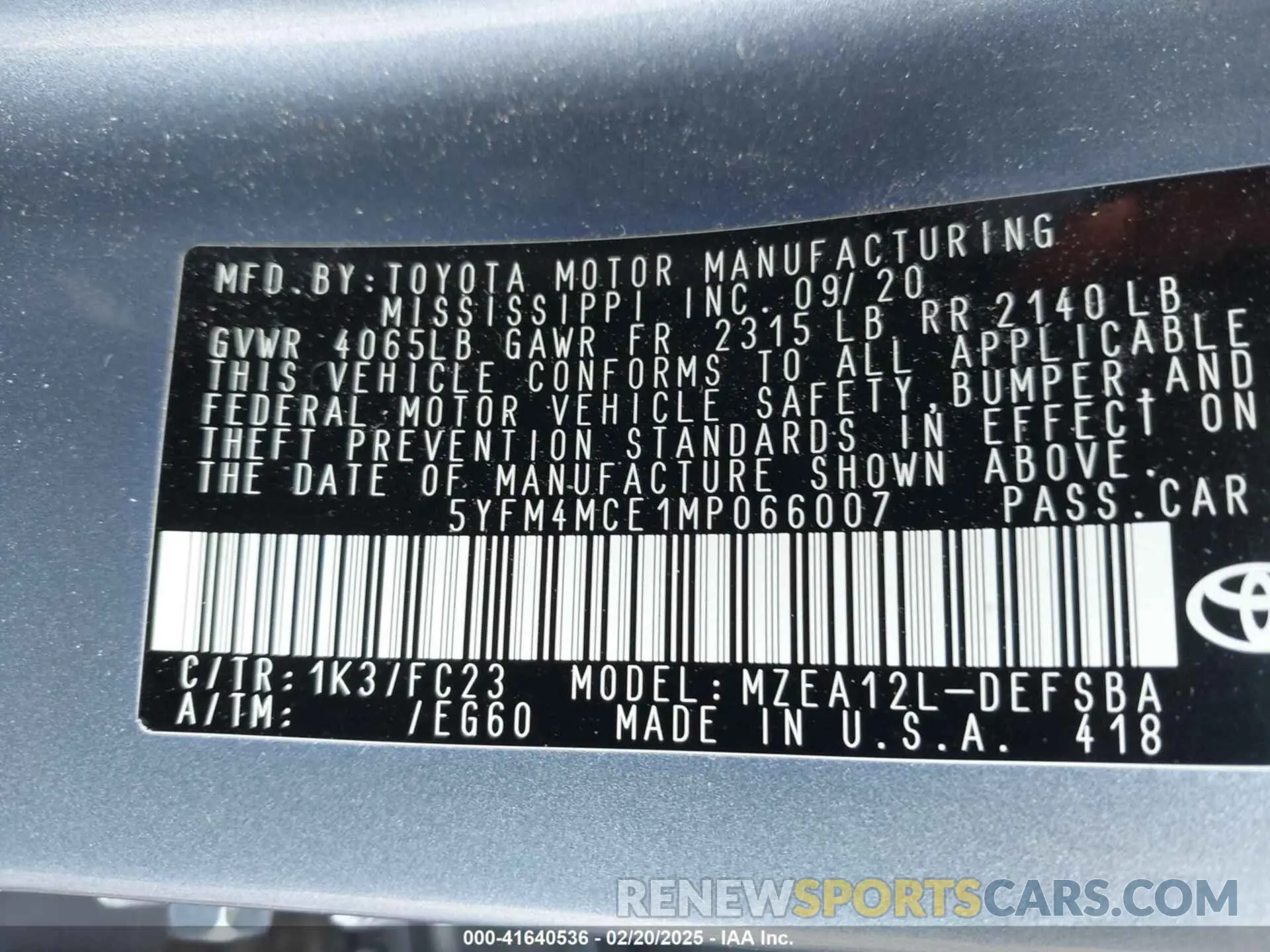 9 fotografías del automóvil dañado 5YFM4MCE1MP066007 TOYOTA COROLLA 2021