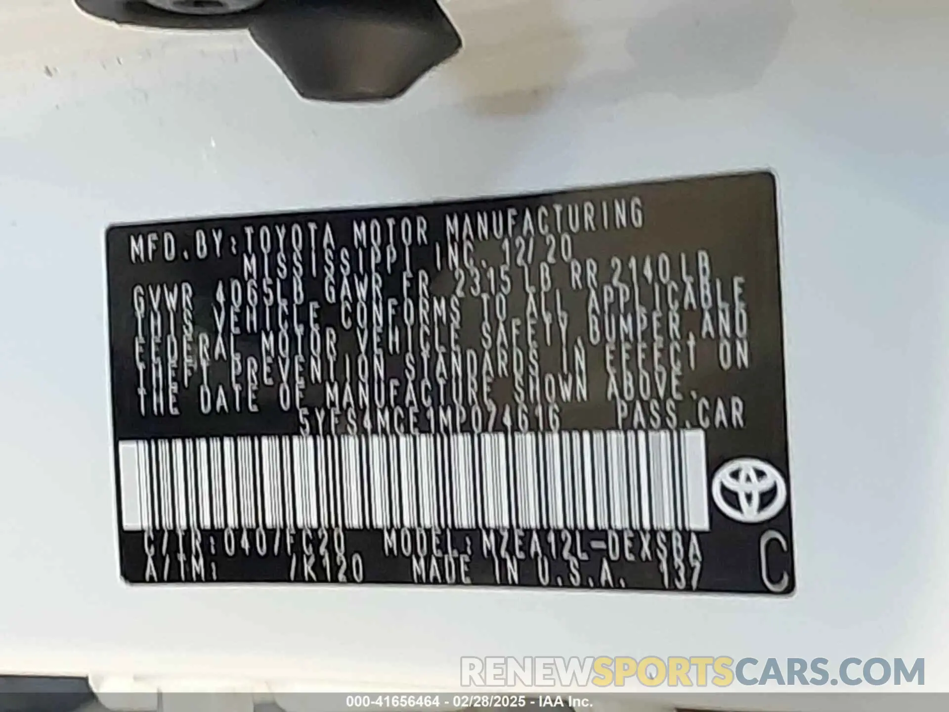 9 fotografías del automóvil dañado 5YFS4MCE1MP074616 TOYOTA COROLLA 2021