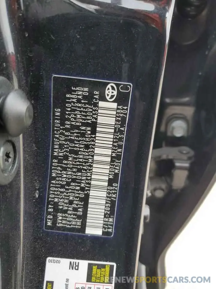 13 fotografías del automóvil dañado 5YFS4MCE2MP092834 TOYOTA COROLLA 2021