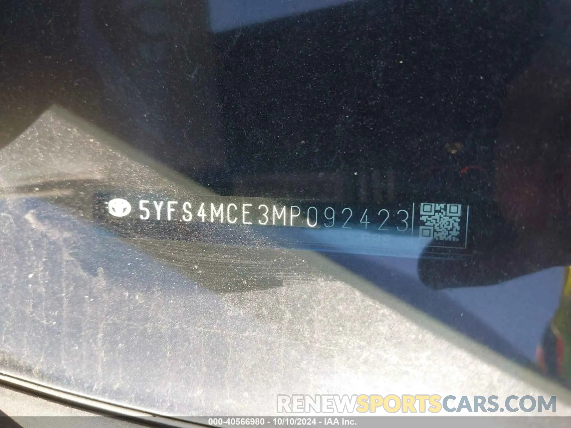 9 fotografías del automóvil dañado 5YFS4MCE3MP092423 TOYOTA COROLLA 2021