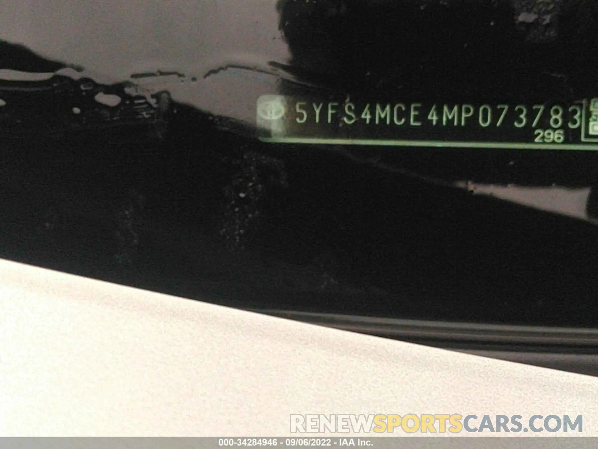 9 fotografías del automóvil dañado 5YFS4MCE4MP073783 TOYOTA COROLLA 2021