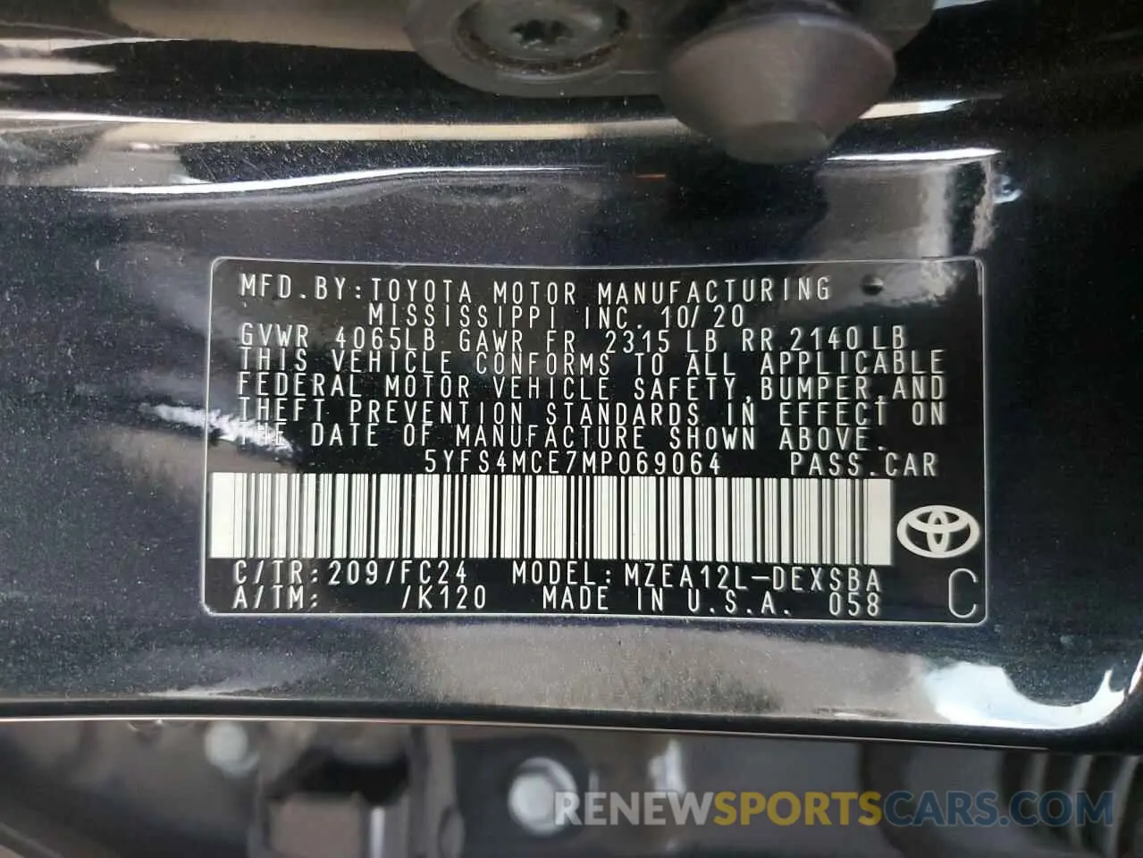 15 fotografías del automóvil dañado 5YFS4MCE7MP069064 TOYOTA COROLLA 2021