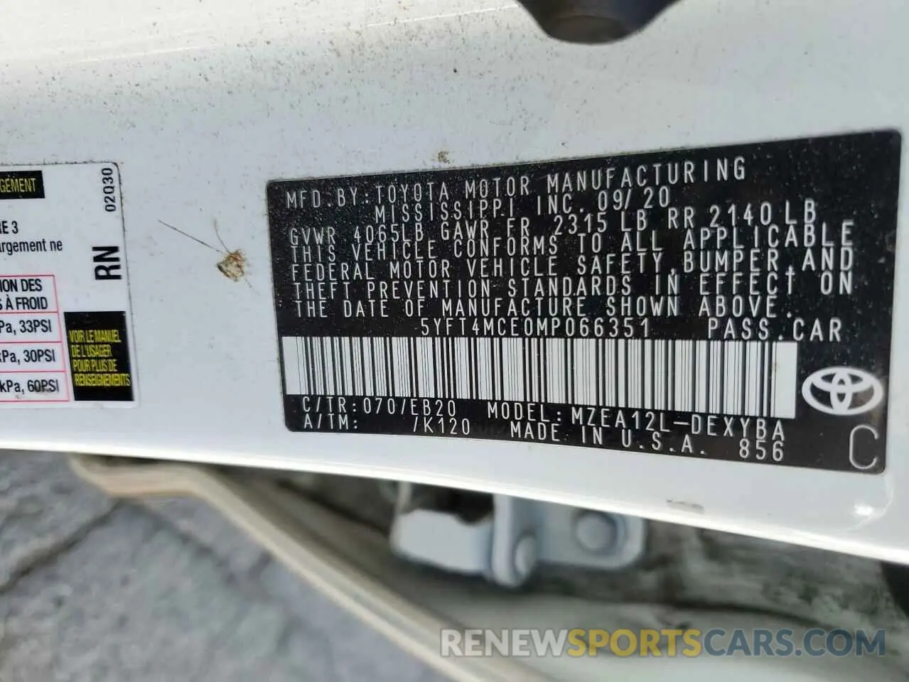 12 fotografías del automóvil dañado 5YFT4MCE0MP066351 TOYOTA COROLLA 2021