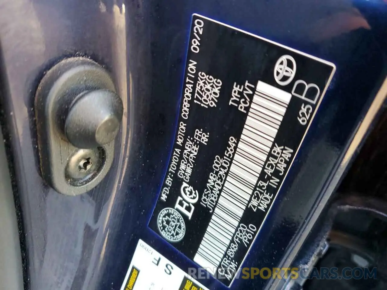13 fotografías del automóvil dañado JTDBAMDE2MJ015649 TOYOTA COROLLA 2021