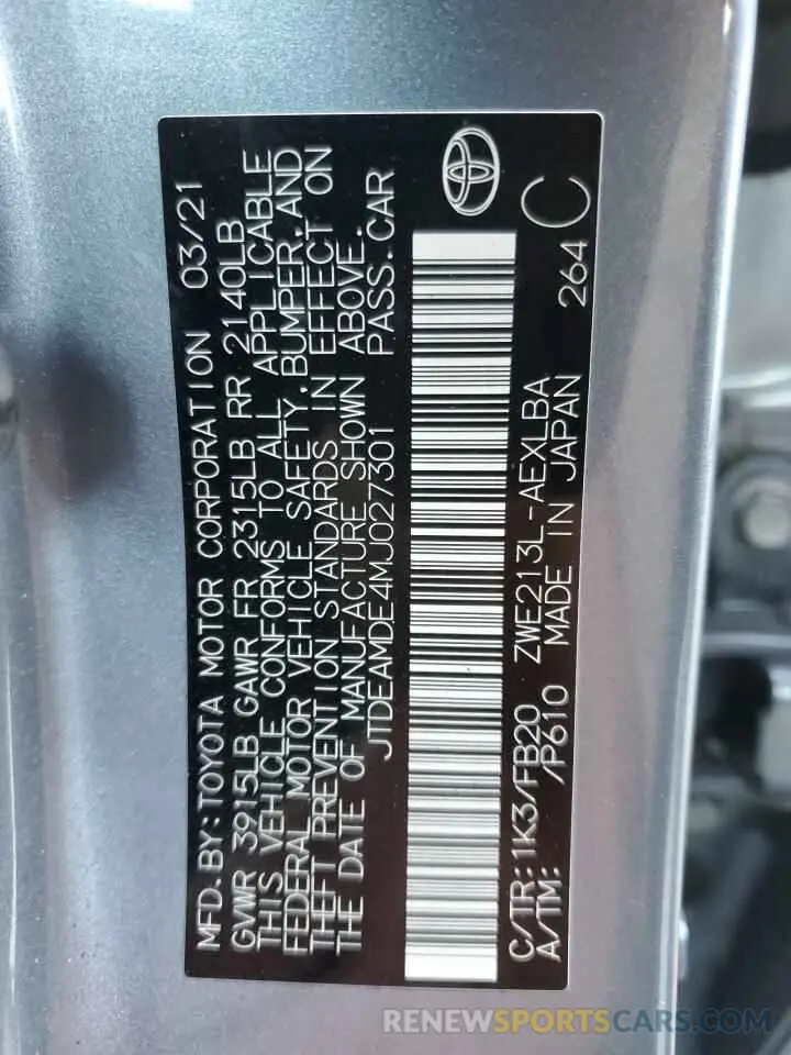 12 fotografías del automóvil dañado JTDEAMDE4MJ027301 TOYOTA COROLLA 2021