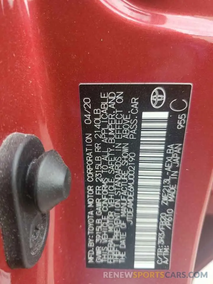 13 fotografías del automóvil dañado JTDEAMDE6MJ002190 TOYOTA COROLLA 2021