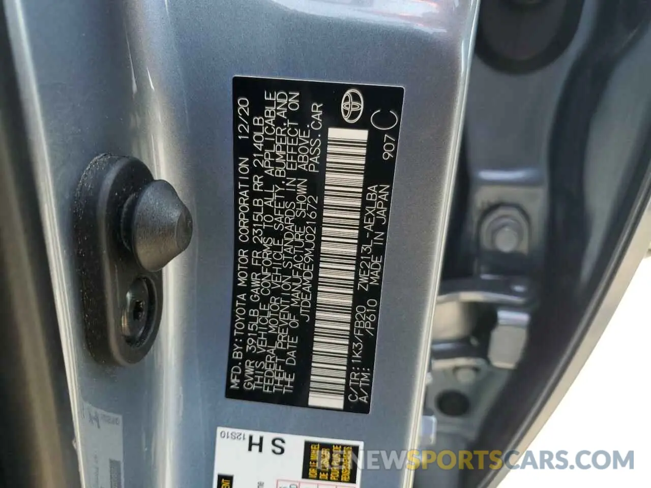 13 fotografías del automóvil dañado JTDEAMDE9MJ021672 TOYOTA COROLLA 2021
