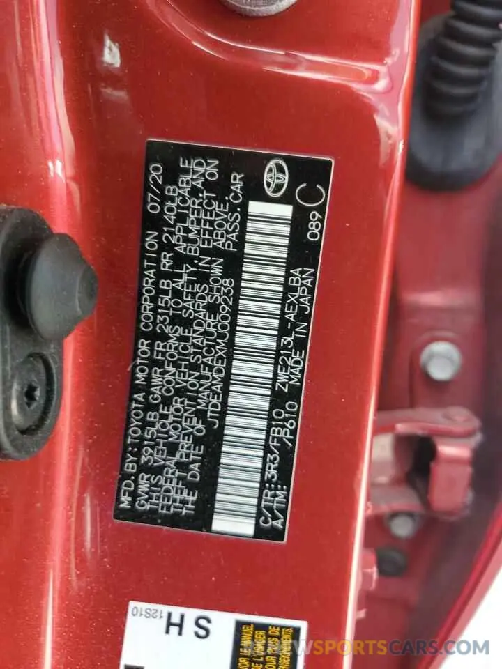 12 fotografías del automóvil dañado JTDEAMDEXMJ009238 TOYOTA COROLLA 2021