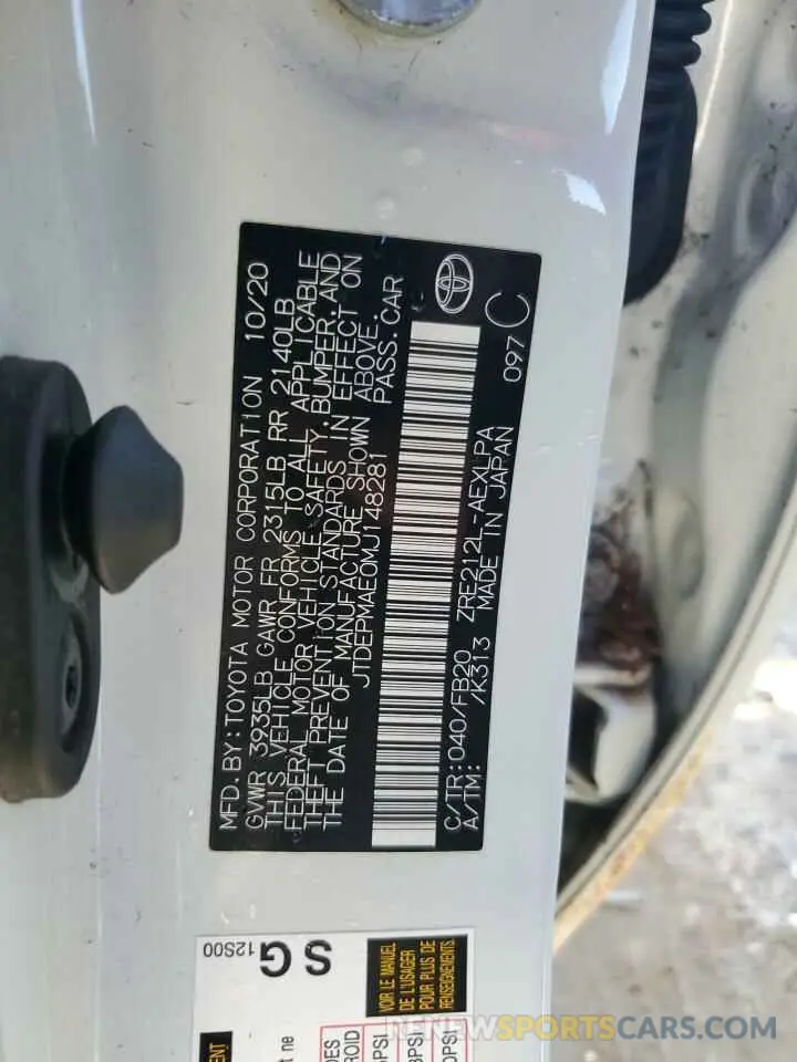 13 fotografías del automóvil dañado JTDEPMAE0MJ148281 TOYOTA COROLLA 2021