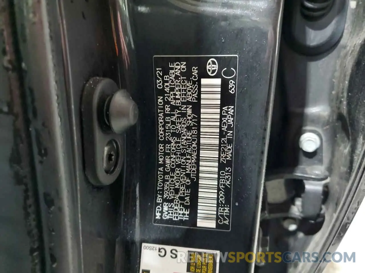 13 fotografías del automóvil dañado JTDEPMAE0MJ181717 TOYOTA COROLLA 2021