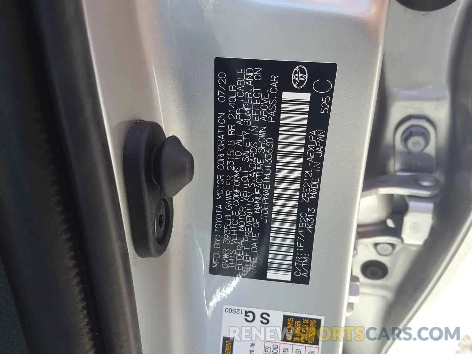 10 fotografías del automóvil dañado JTDEPMAE1MJ133630 TOYOTA COROLLA 2021