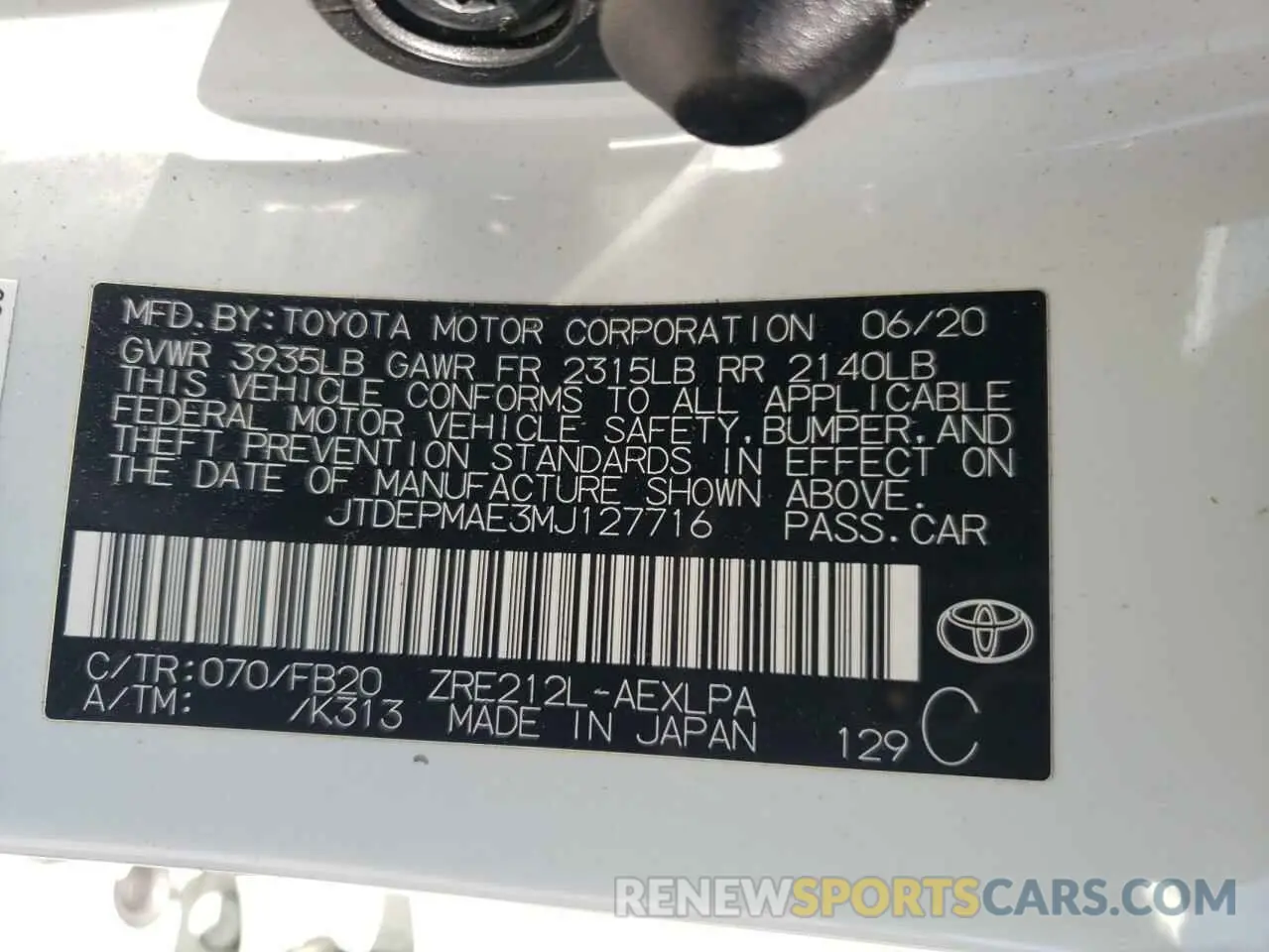 14 fotografías del automóvil dañado JTDEPMAE3MJ127716 TOYOTA COROLLA 2021