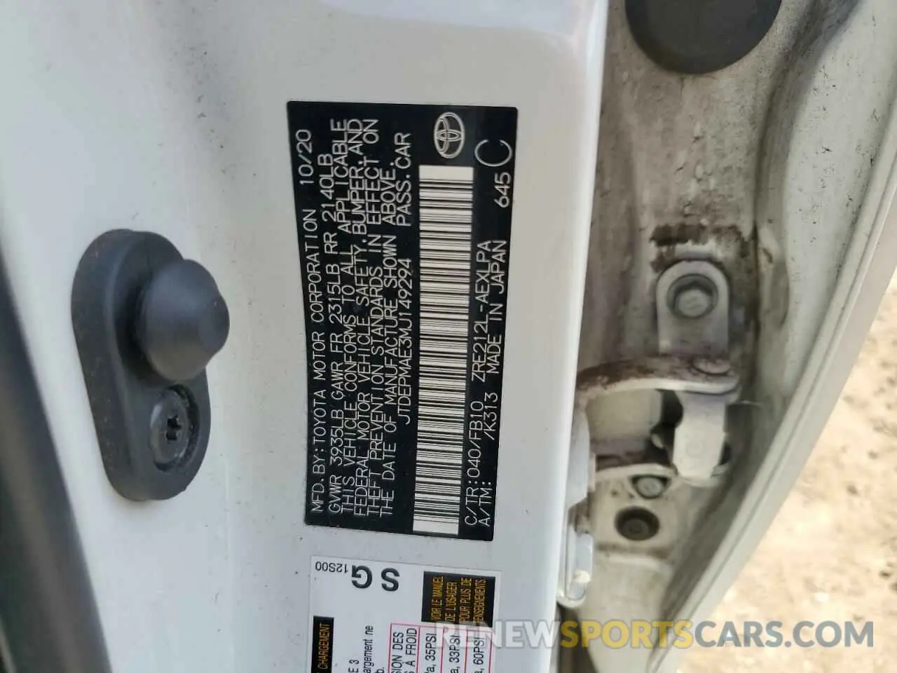 12 fotografías del automóvil dañado JTDEPMAE3MJ149294 TOYOTA COROLLA 2021