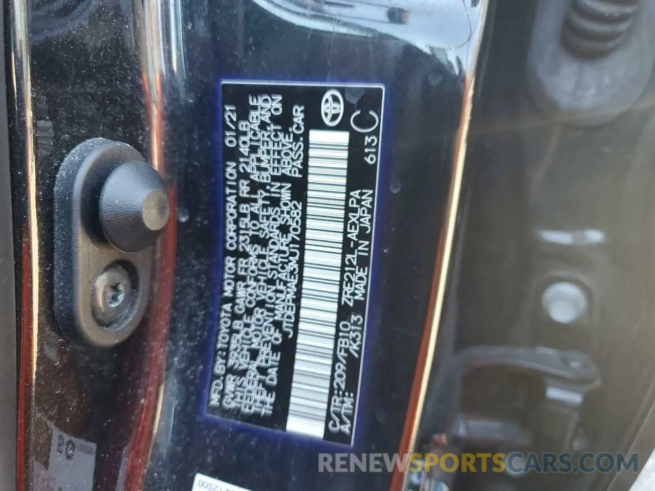 13 fotografías del automóvil dañado JTDEPMAE3MJ170582 TOYOTA COROLLA 2021