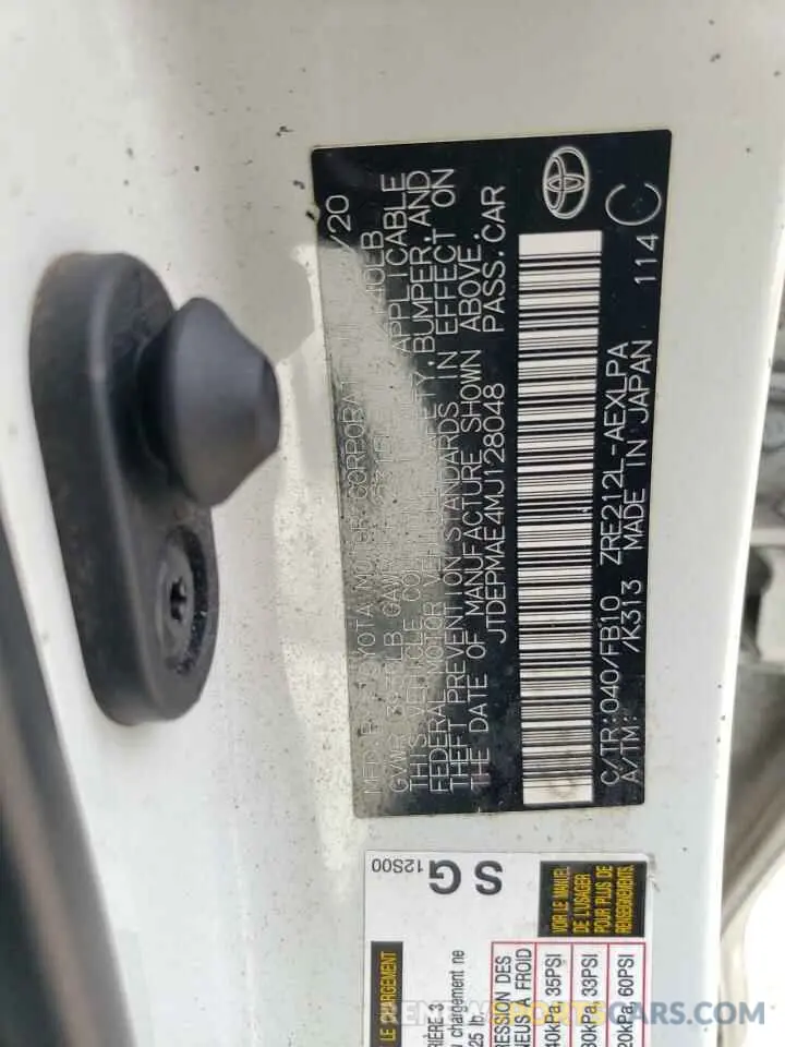 13 fotografías del automóvil dañado JTDEPMAE4MJ128048 TOYOTA COROLLA 2021