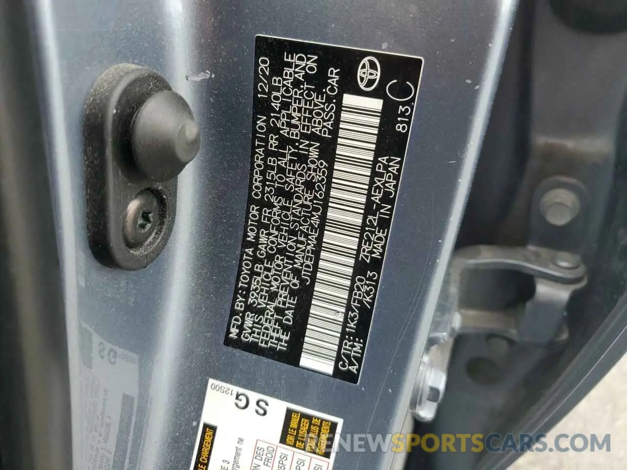 12 fotografías del automóvil dañado JTDEPMAE4MJ162359 TOYOTA COROLLA 2021
