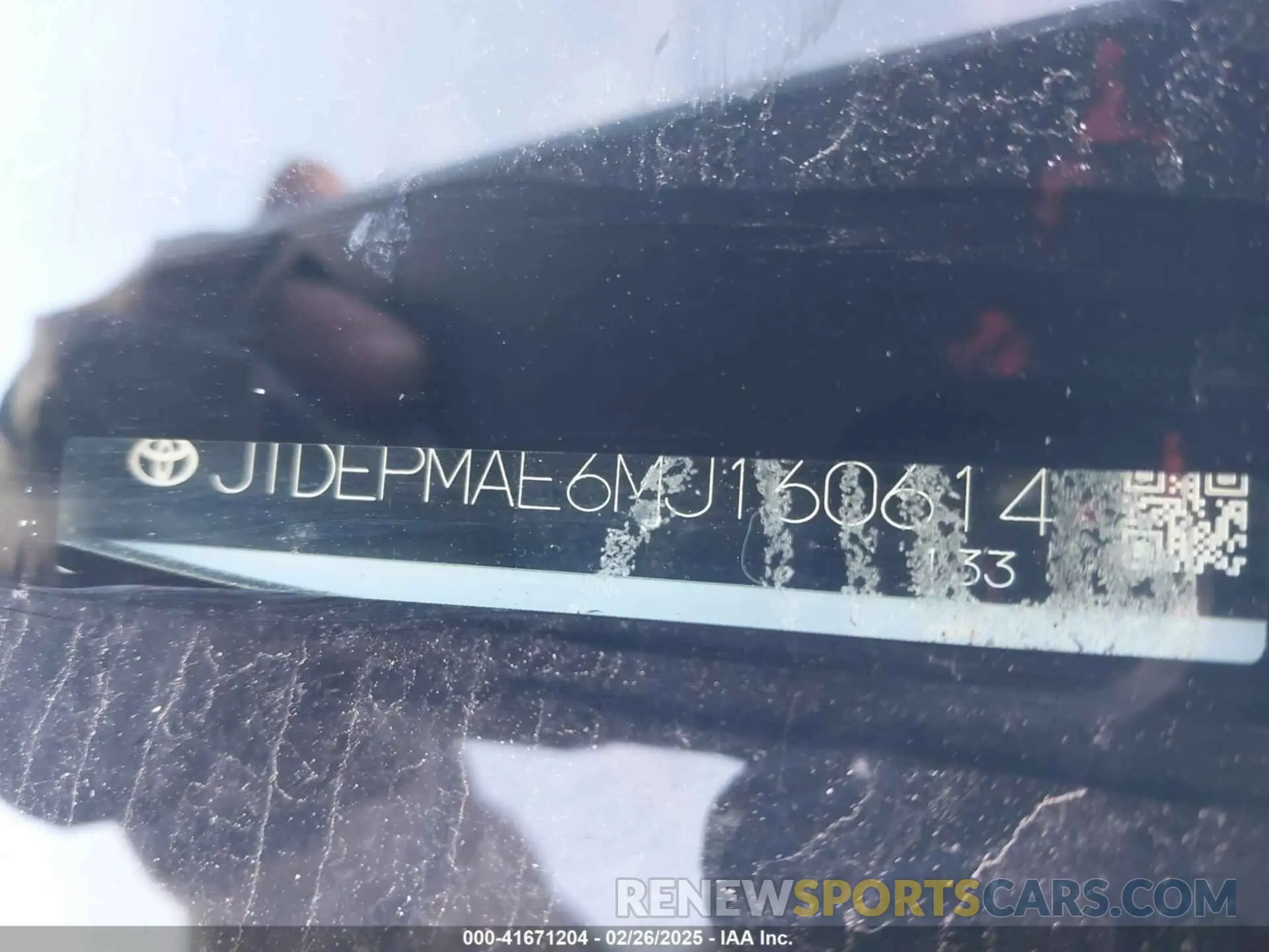 9 fotografías del automóvil dañado JTDEPMAE6MJ160614 TOYOTA COROLLA 2021