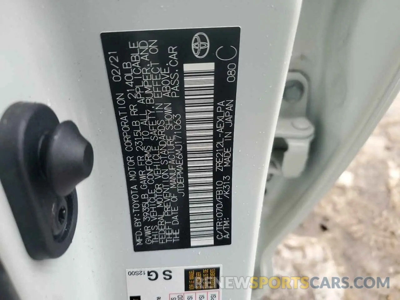 12 fotografías del automóvil dañado JTDEPMAE6MJ171063 TOYOTA COROLLA 2021