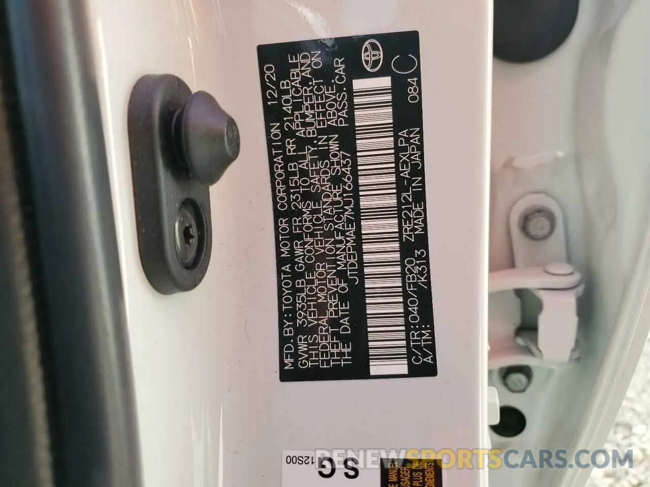 12 fotografías del automóvil dañado JTDEPMAE7MJ166437 TOYOTA COROLLA 2021