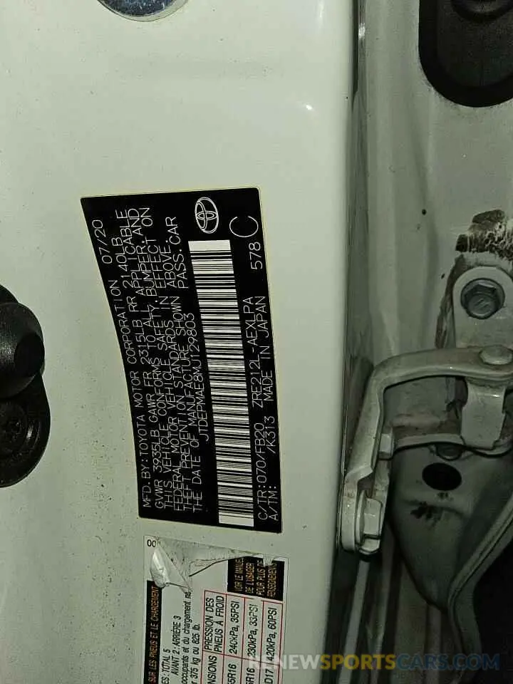 12 fotografías del automóvil dañado JTDEPMAE8MJ129803 TOYOTA COROLLA 2021
