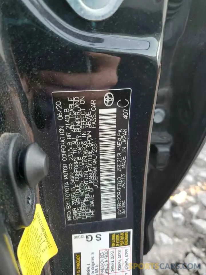 12 fotografías del automóvil dañado JTDEPMAE9MJ125811 TOYOTA COROLLA 2021