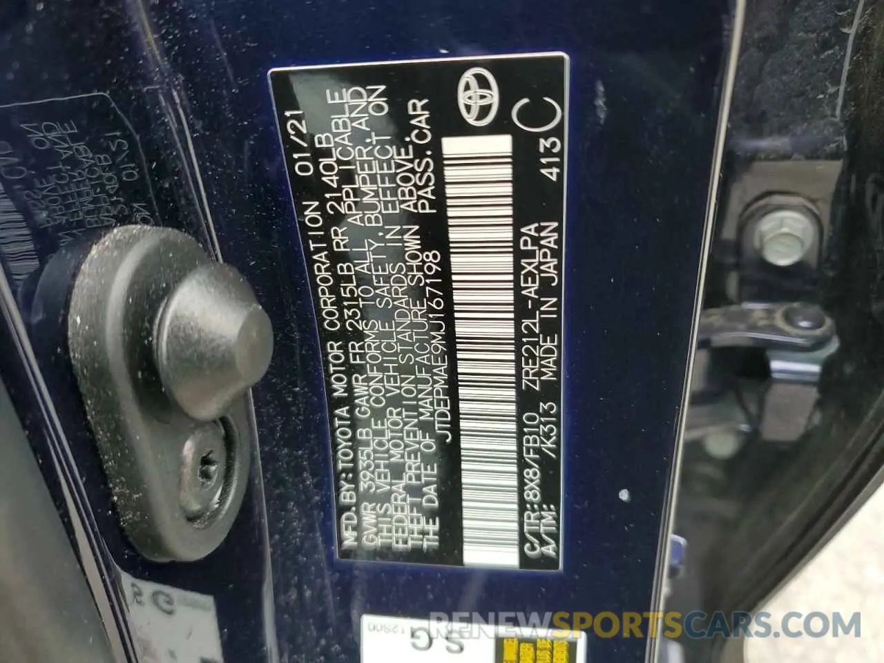 13 fotografías del automóvil dañado JTDEPMAE9MJ167198 TOYOTA COROLLA 2021