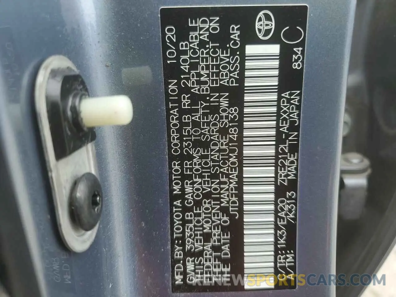 12 fotografías del automóvil dañado JTDFPMAE0MJ148138 TOYOTA COROLLA 2021