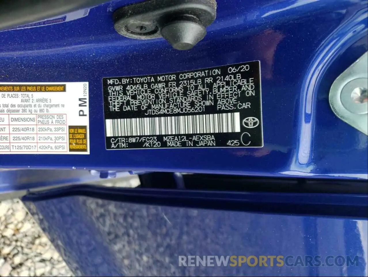 10 fotografías del automóvil dañado JTDS4MCE8MJ056201 TOYOTA COROLLA 2021