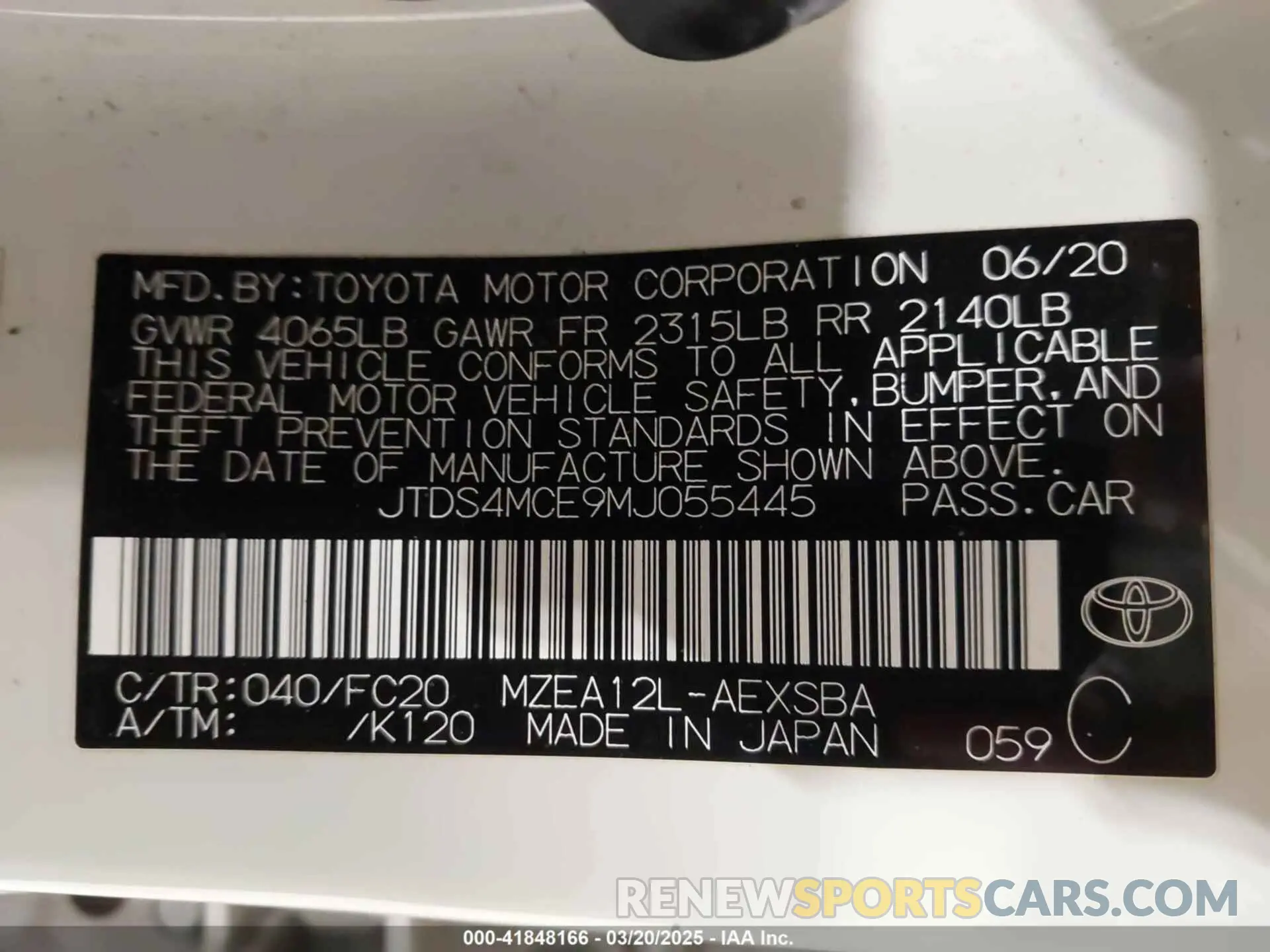 9 fotografías del automóvil dañado JTDS4MCE9MJ055445 TOYOTA COROLLA 2021