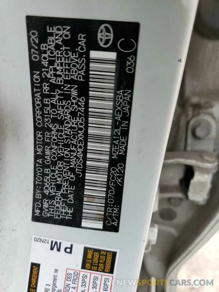 12 fotografías del automóvil dañado JTDS4MCEXMJ057446 TOYOTA COROLLA 2021