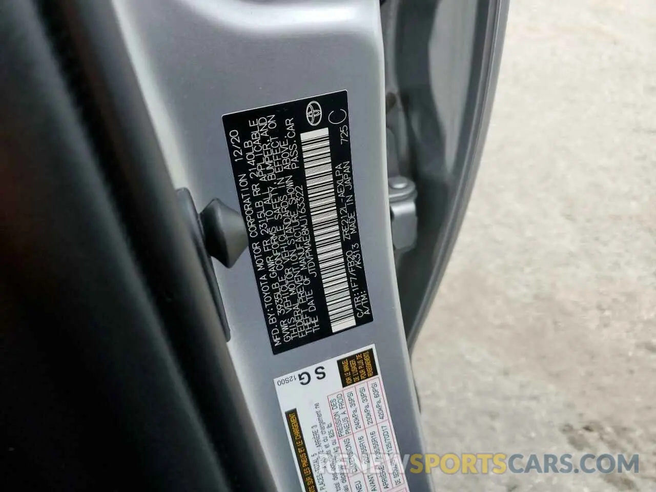 12 fotografías del automóvil dañado JTDVPMAE8MJ163322 TOYOTA COROLLA 2021