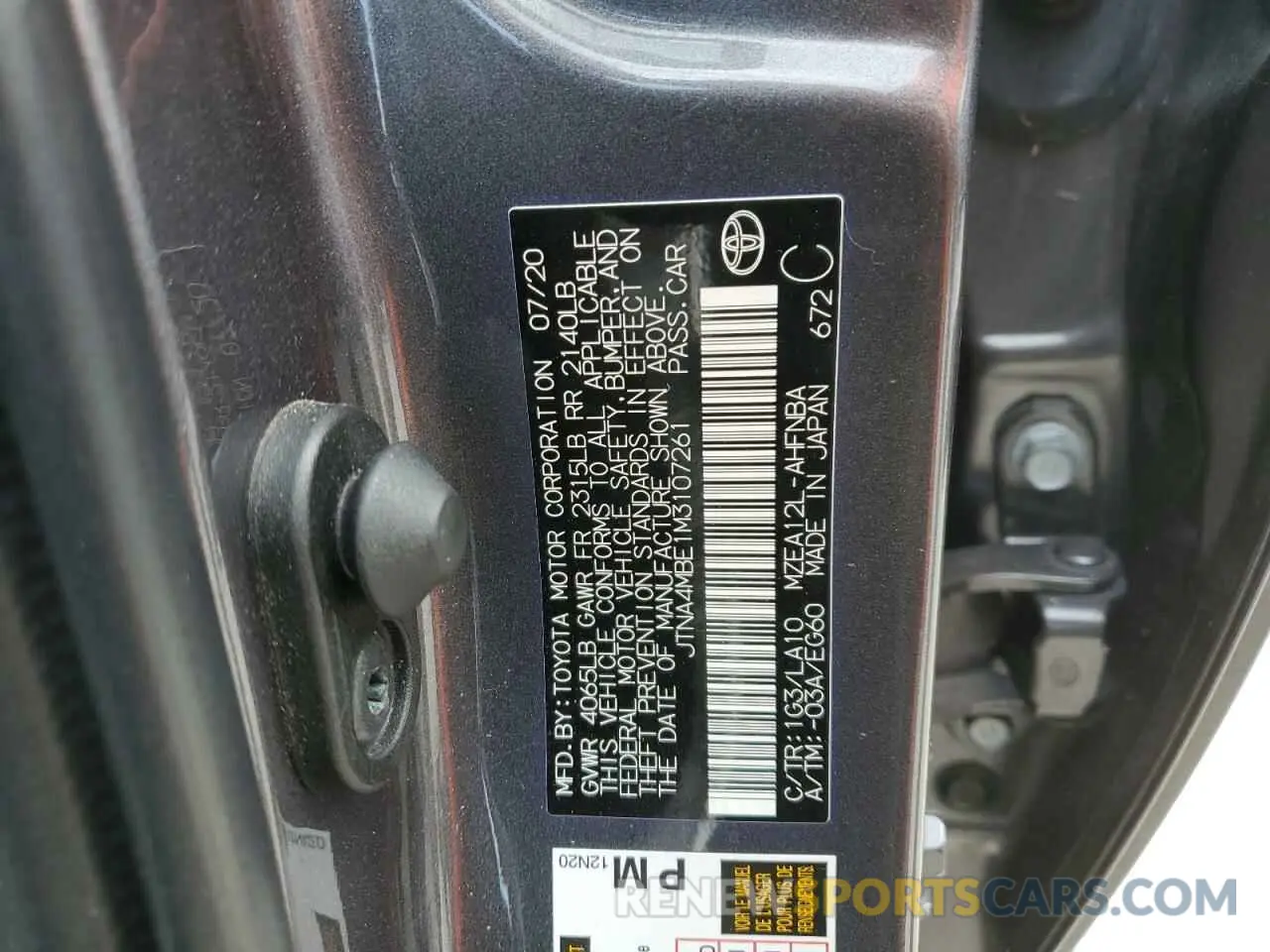 13 fotografías del automóvil dañado JTNA4MBE1M3107261 TOYOTA COROLLA 2021