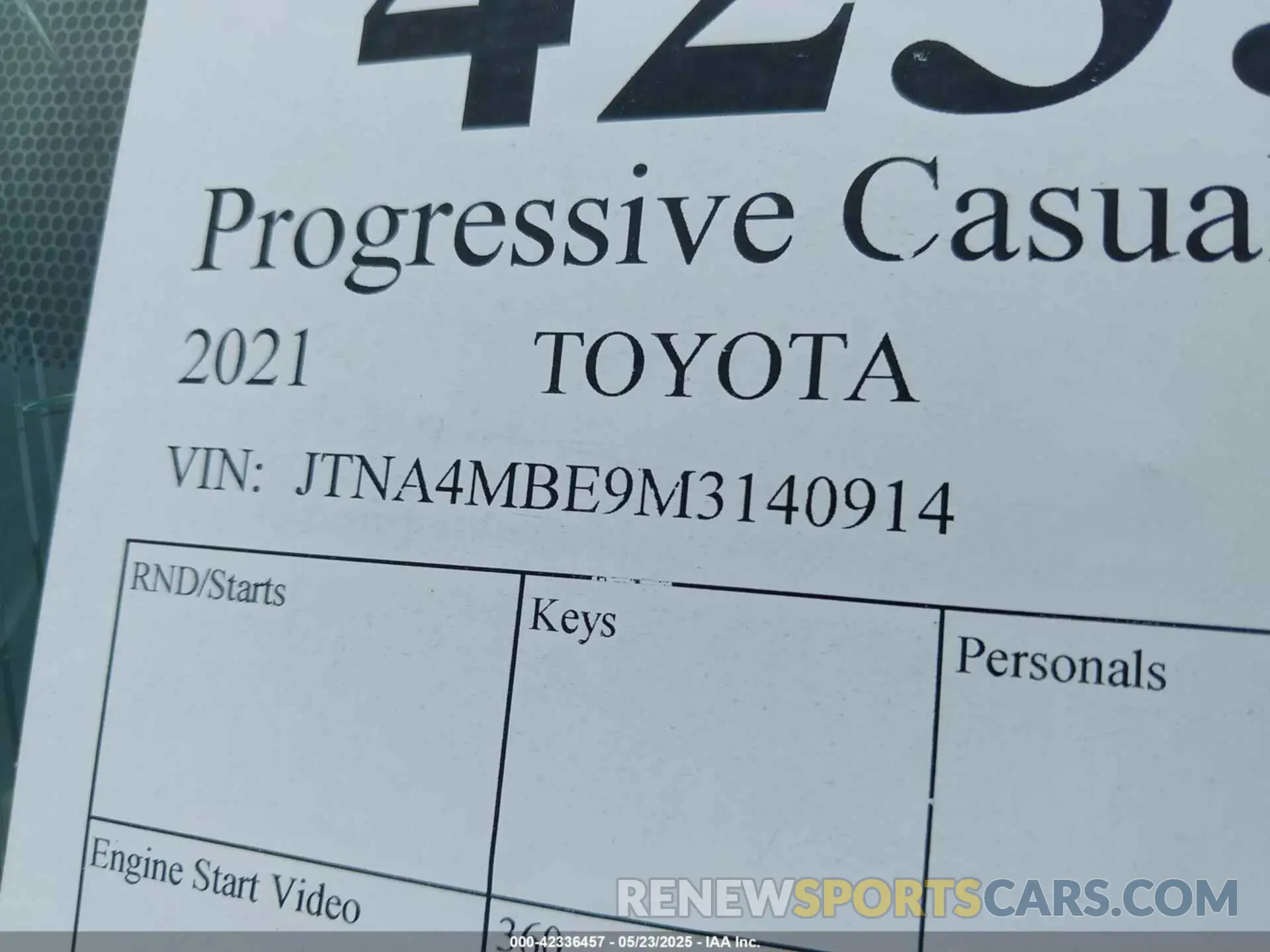 9 fotografías del automóvil dañado JTNA4MBE9M3140914 TOYOTA COROLLA 2021