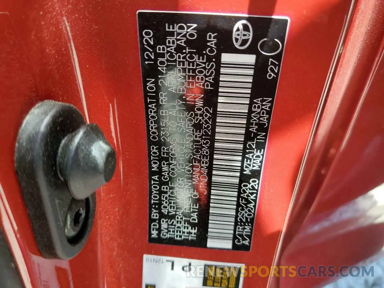 10 fotografías del automóvil dañado JTND4MBE8M3123292 TOYOTA COROLLA 2021