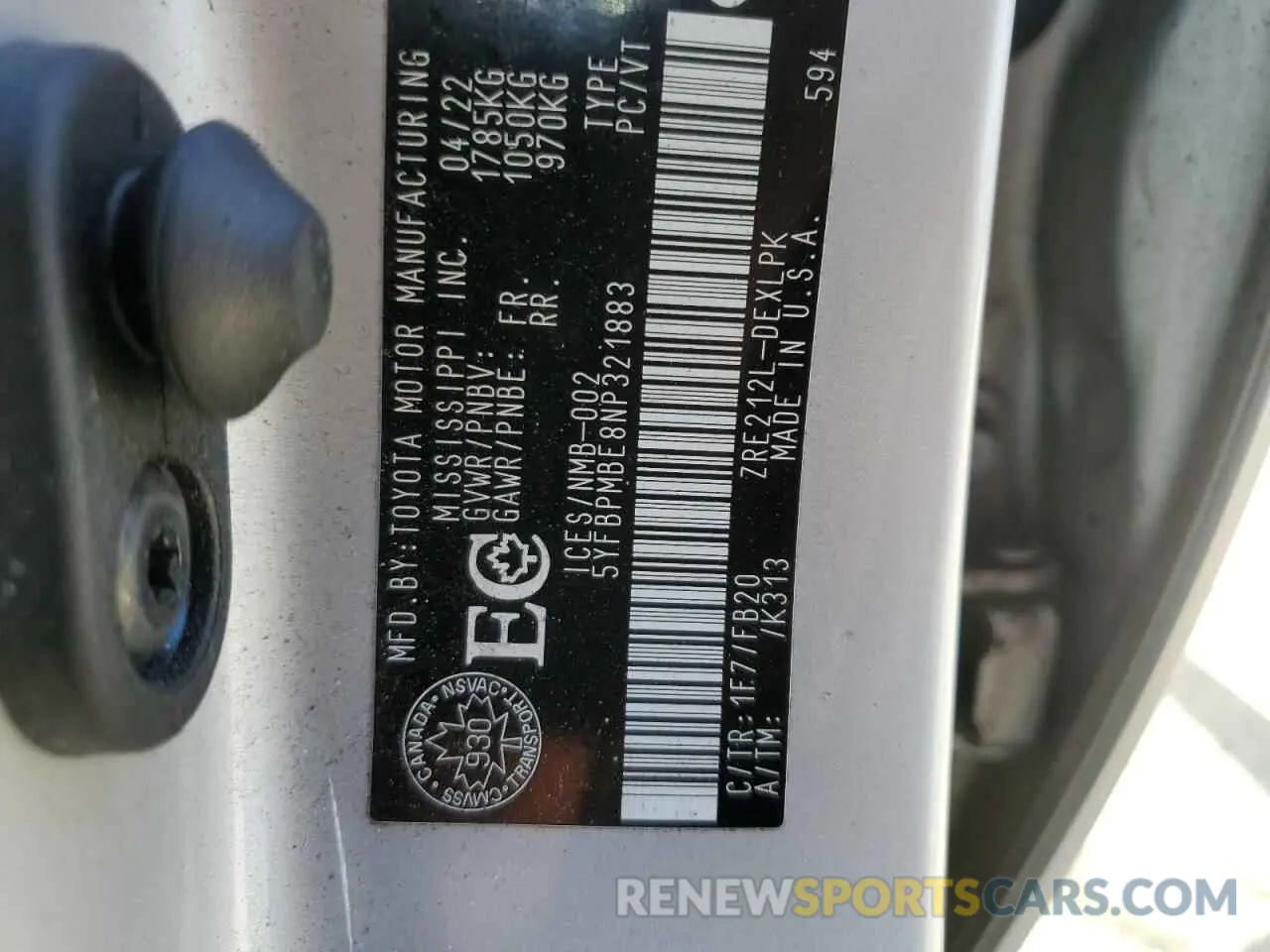 13 fotografías del automóvil dañado 5YFBPMBE8NP321883 TOYOTA COROLLA 2022