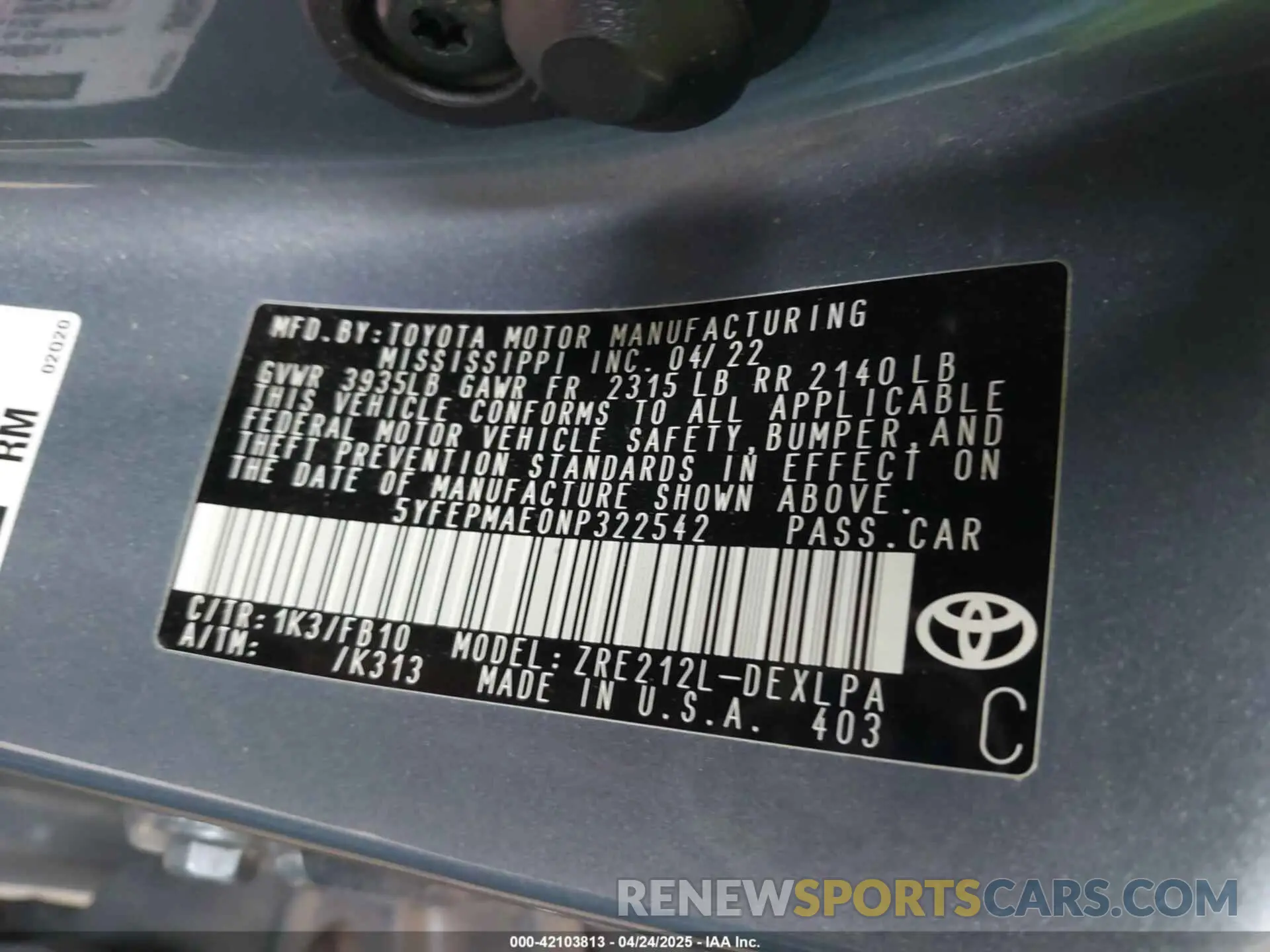 9 fotografías del automóvil dañado 5YFEPMAE0NP322542 TOYOTA COROLLA 2022