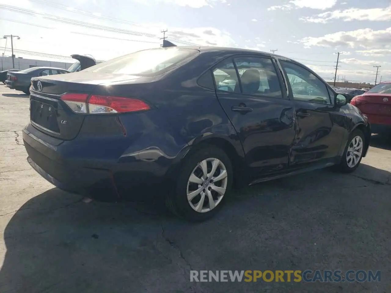 3 fotografías del automóvil dañado 5YFEPMAE2NP374576 TOYOTA COROLLA 2022