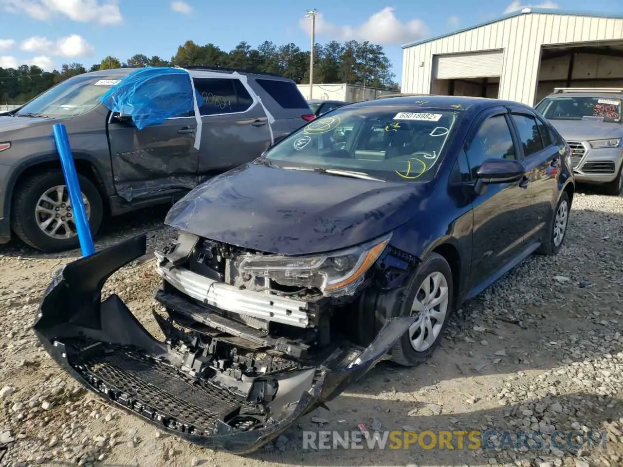 2 fotografías del automóvil dañado 5YFEPMAE3NP340758 TOYOTA COROLLA 2022
