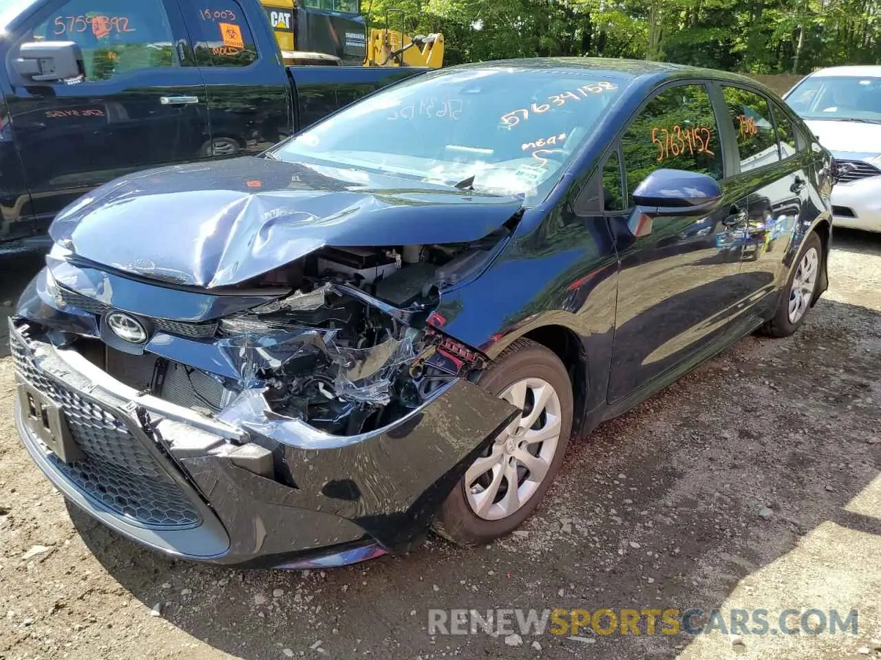 2 fotografías del automóvil dañado 5YFEPMAE6NP314364 TOYOTA COROLLA 2022
