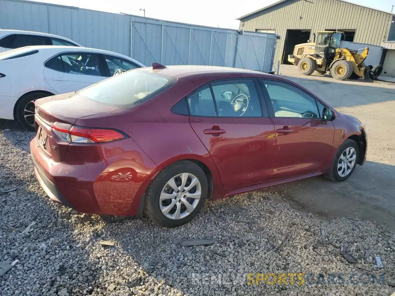 3 fotografías del automóvil dañado 5YFEPMAE7NP323591 TOYOTA COROLLA 2022
