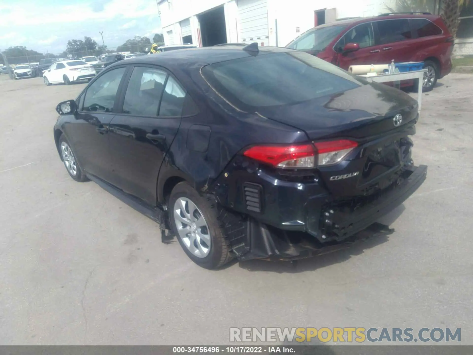 3 fotografías del automóvil dañado 5YFEPMAE7NP347485 TOYOTA COROLLA 2022
