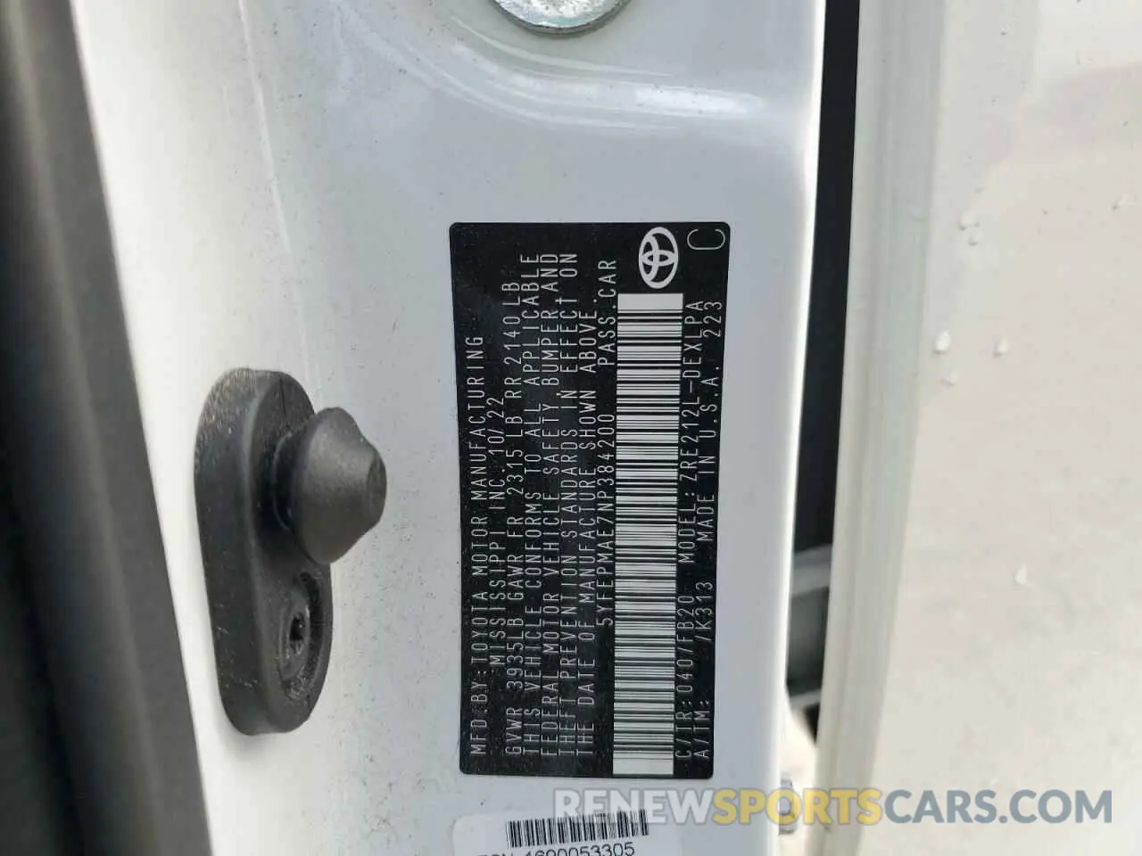 14 fotografías del automóvil dañado 5YFEPMAE7NP384200 TOYOTA COROLLA 2022