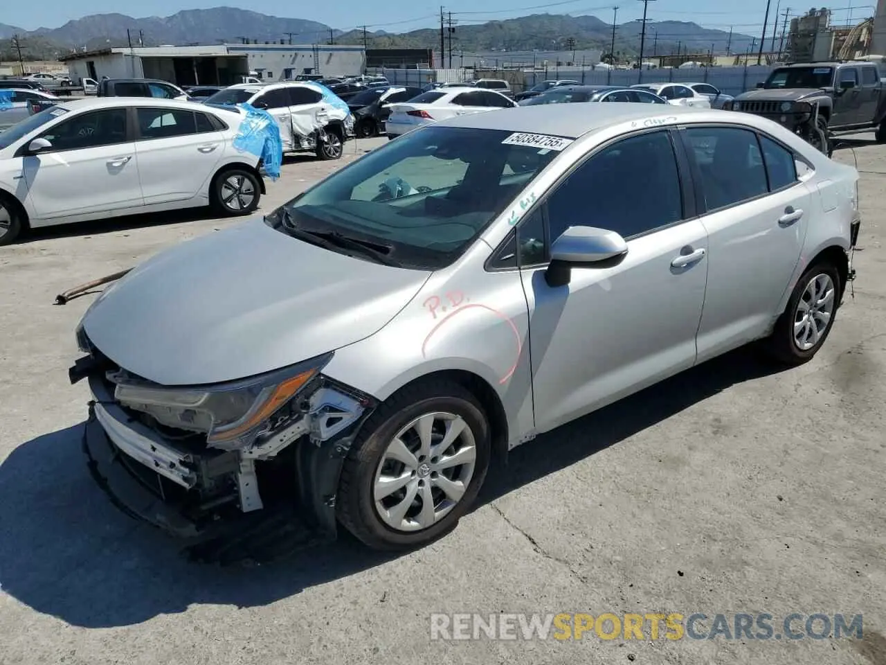1 fotografías del automóvil dañado 5YFEPMAE8NP341808 TOYOTA COROLLA 2022