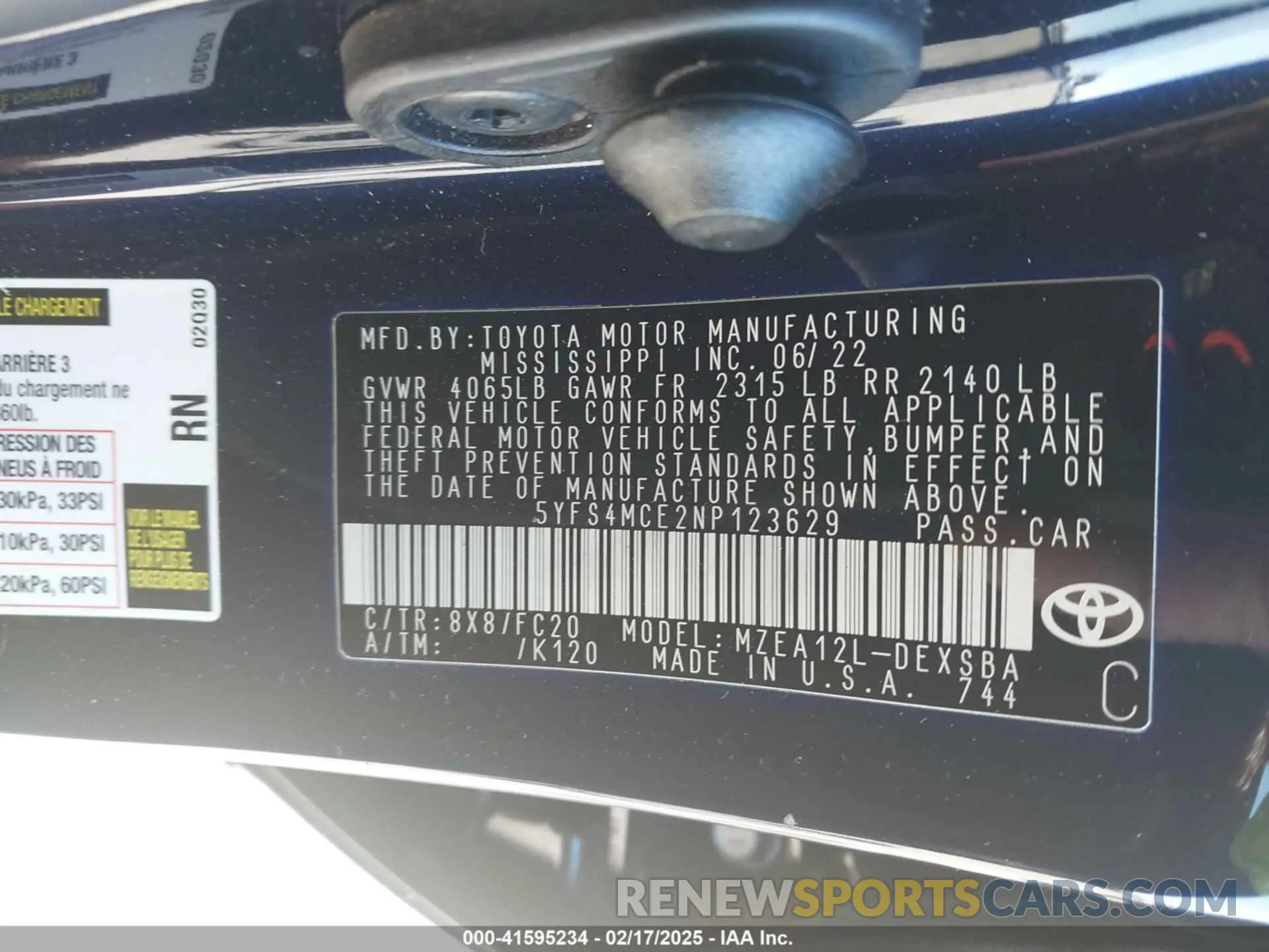 9 fotografías del automóvil dañado 5YFS4MCE2NP123629 TOYOTA COROLLA 2022