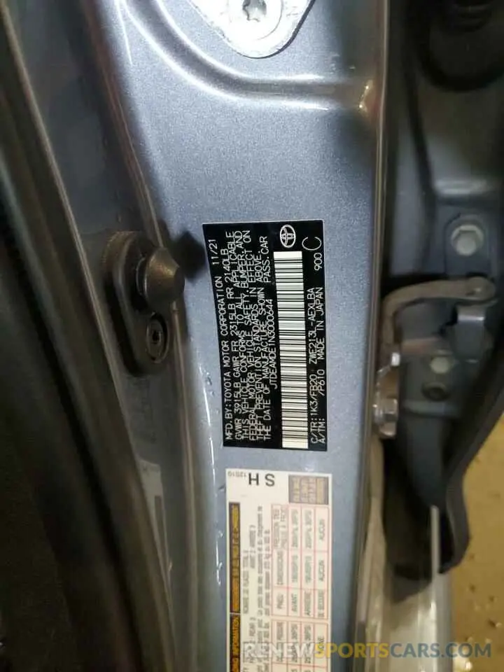 12 fotografías del automóvil dañado JTDEAMDE1N3000644 TOYOTA COROLLA 2022