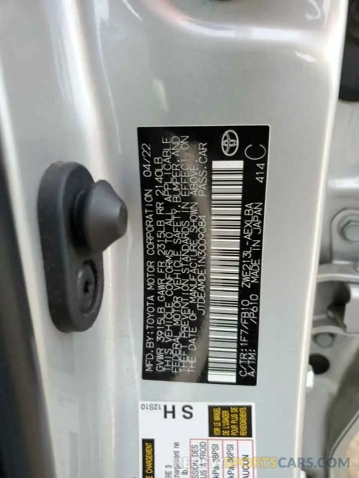 12 fotografías del automóvil dañado JTDEAMDE1N3009084 TOYOTA COROLLA 2022