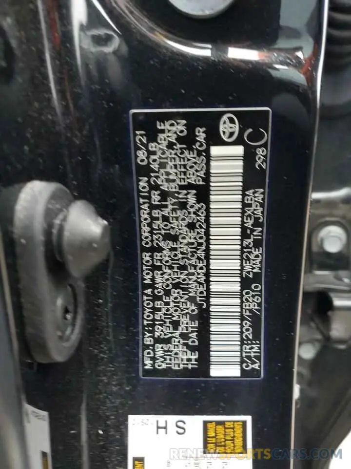 12 fotografías del automóvil dañado JTDEAMDE4NJ042463 TOYOTA COROLLA 2022